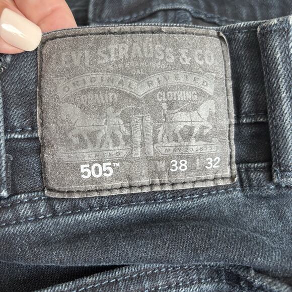 Levis Mens 505 Jeans‎ 38x31 Blue Straight Leg Dark Navy - Picture 2 of 10